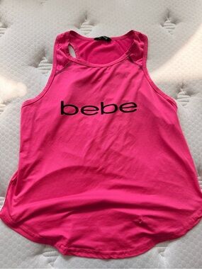 bebe Hot Pink Logo Racerback Tank